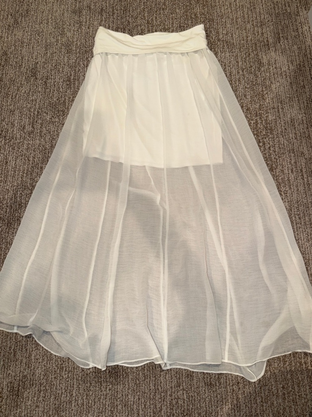 Vince Camuto Ivory Sheer Maxi Skirt with Lined Slip